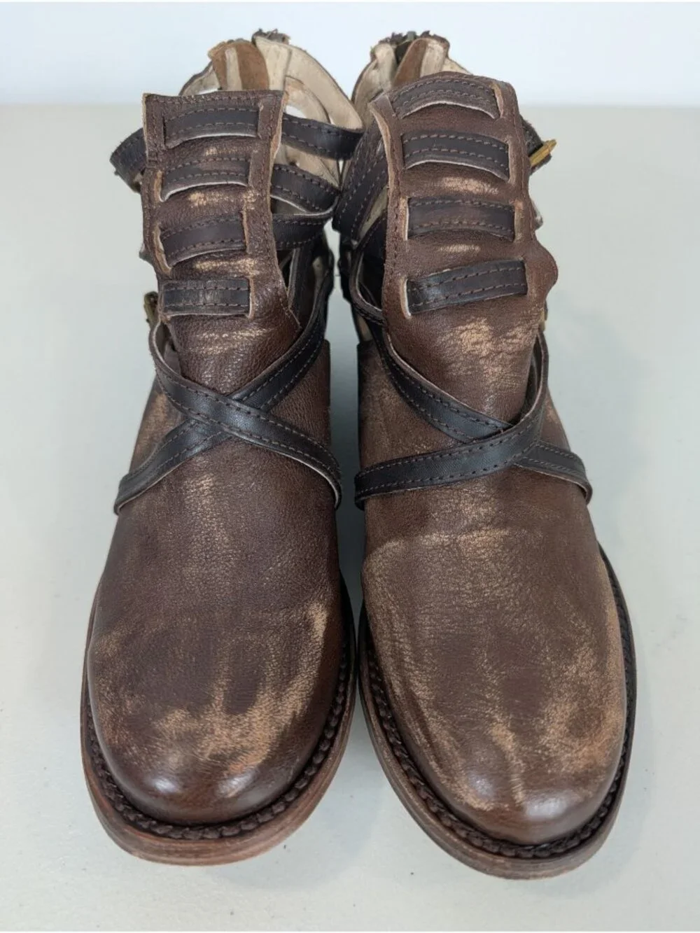Freebird by steven stair women's strappy ankle boot leather size 8 brown